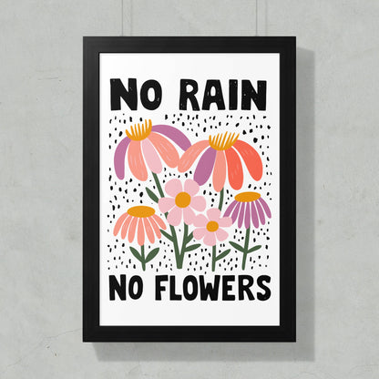 Inspiring No Rain No Flowers Quote Wall Art product