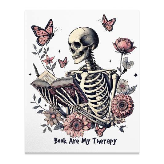 Skeleton Reading with Flowers and Butterflies product