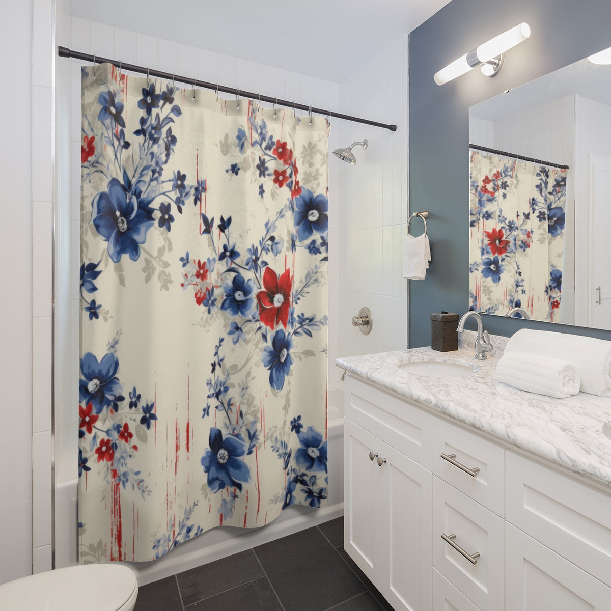 Elegant Floral Design Shower Curtain for Home Decor