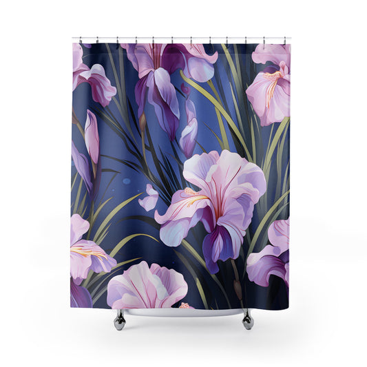 Elegant Purple Floral Design Shower Curtain Product