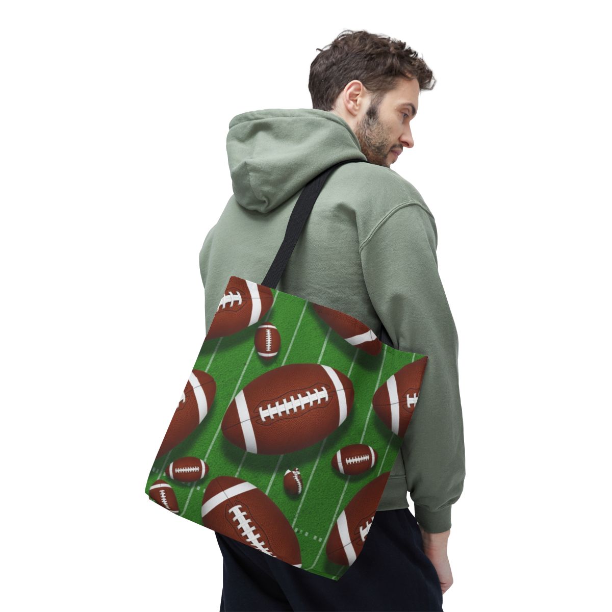 Football Print Casual Tote Bag Handy Shoulder Bag