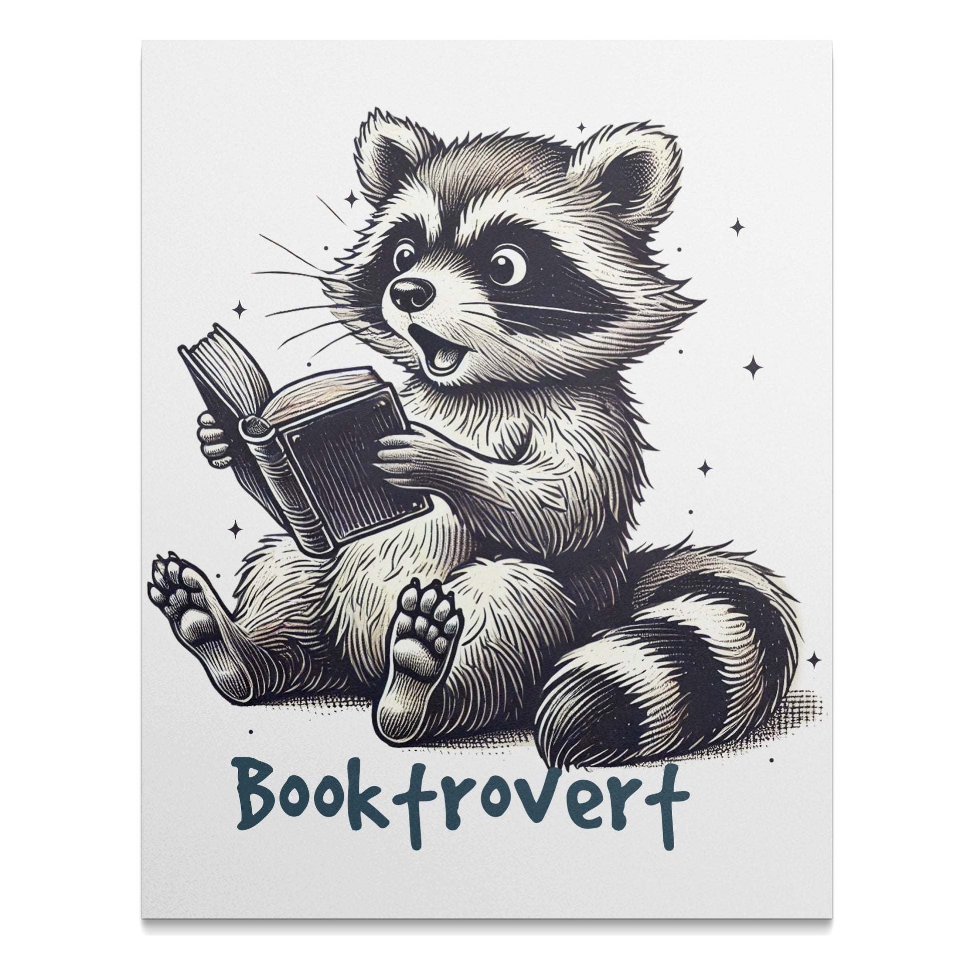 Cute Booktrovert Raccoon Reading Art Print product type