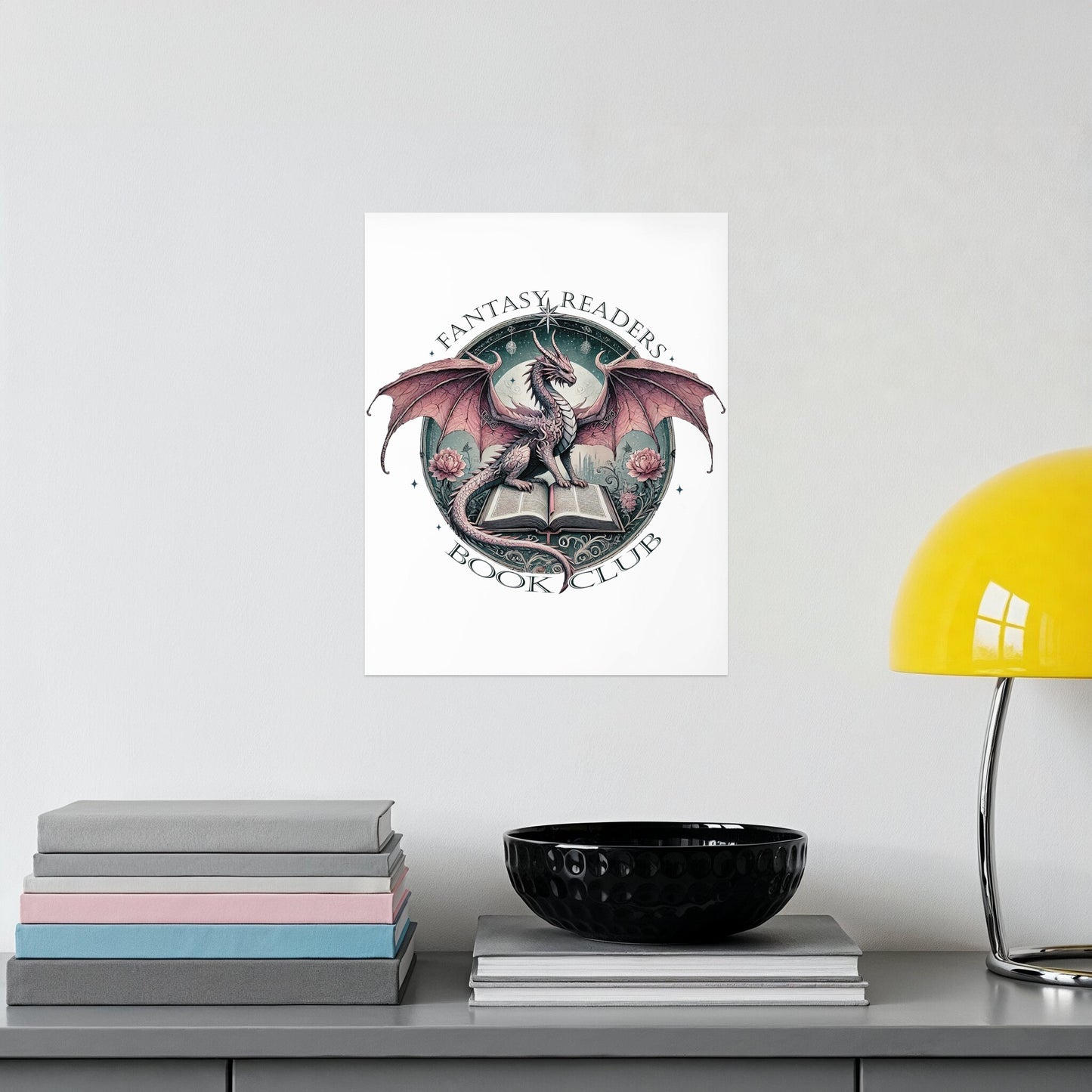Fantasy Readers Book Club Dragon and Books Poster product