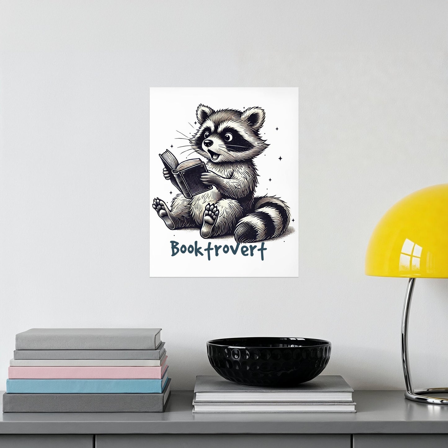 Booktrovert Raccoon Reading Wall Art product