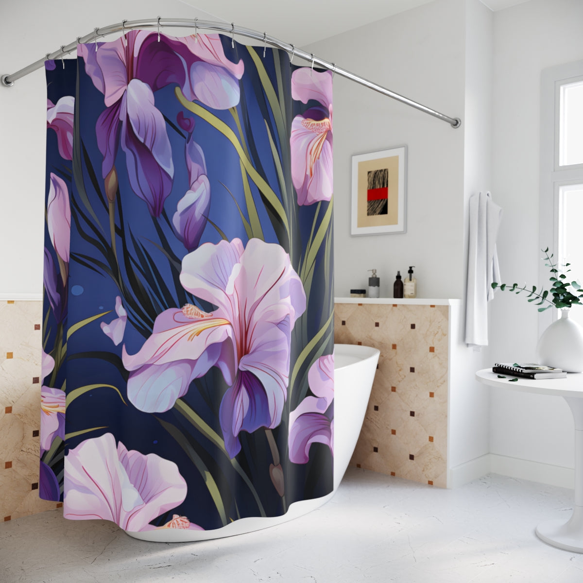 Elegant Floral Large Purple Flower Shower Curtain