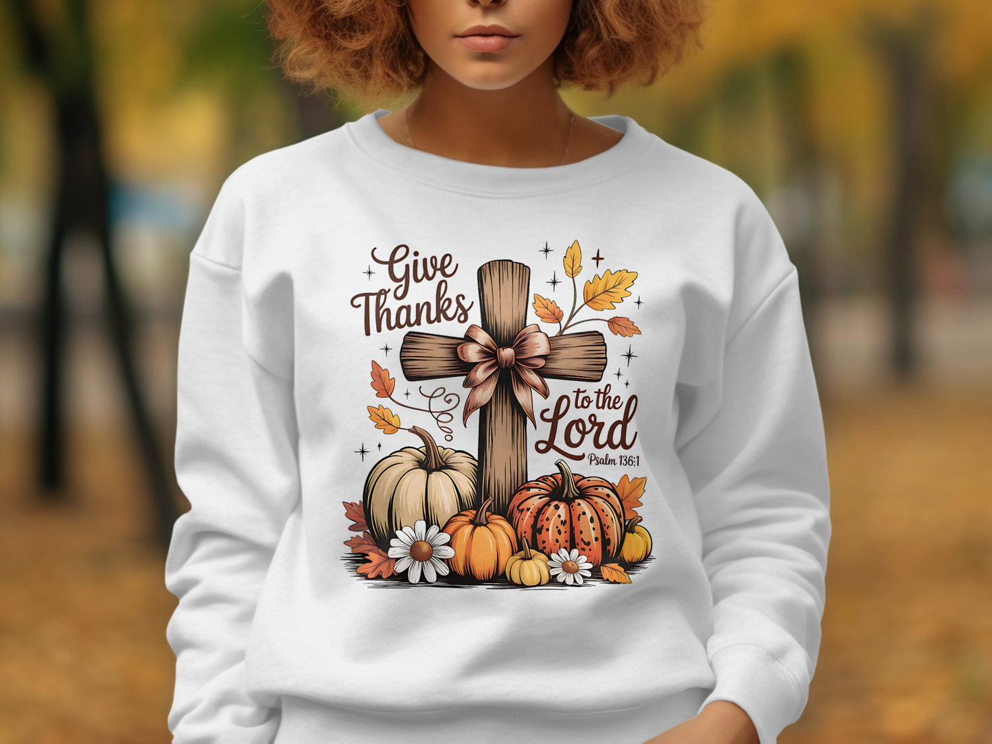 Give Thanks to the Lord With Pumpkin Graphics Sweatshirt
