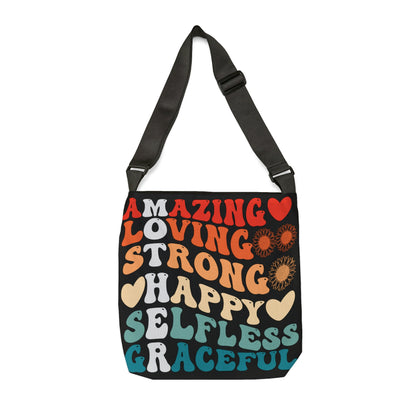 Mother's Definition Tote Bag, Mother's Day Gift, Adjustable Zippered Tote Bag With Pockets, Weekend Overnight Canvas Bag