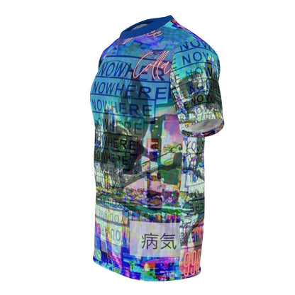 Blue Abstract Graphic Tee Men Women, Cool All Over Print Streetwear