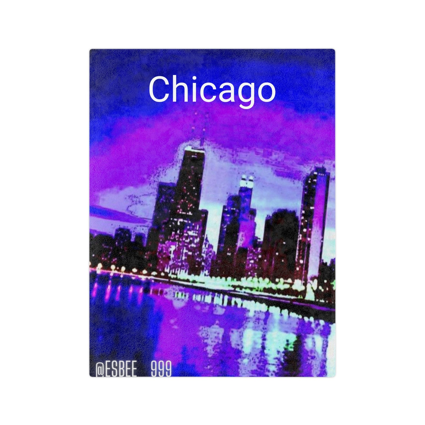 Chicago Skyline Throw Blanket Soft Fleece Cozy Warm Plush Velveteen Minky Blanket