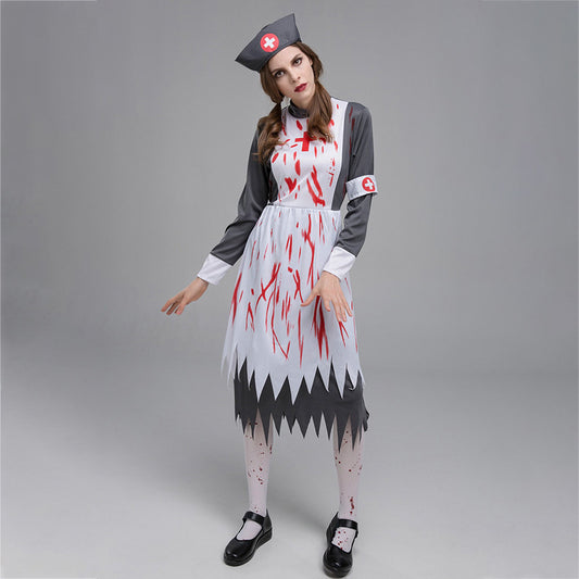 Bloody Nurse Costume Cosplay Goth Spooky Horror Halloween Costume