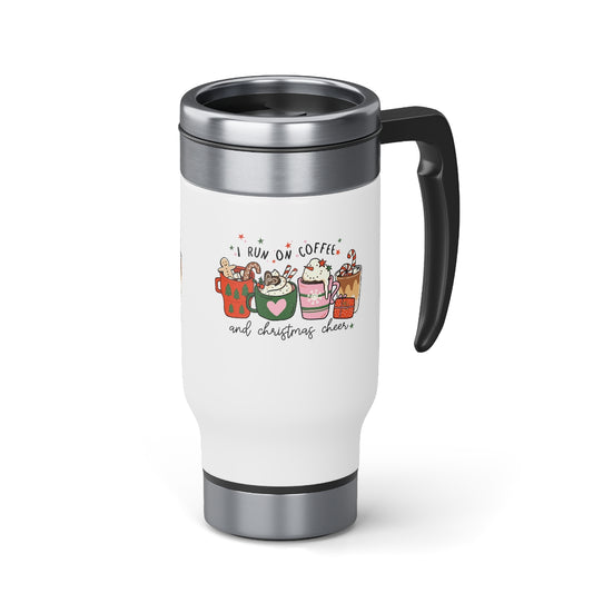 Stainless Steel Travel Mug with Handle, Coffee Sublimation Tumbler Travel Mug Thermos 14oz