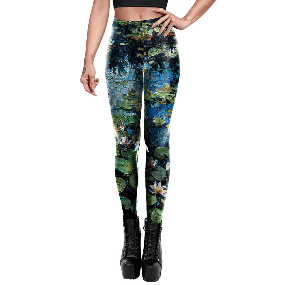 Women's Water Lily High Waisted Yoga Leggings