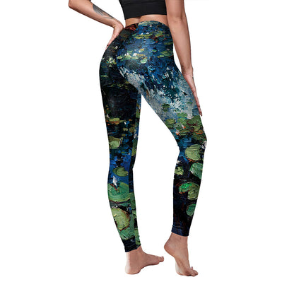Women's Water Lily High Waisted Yoga Leggings