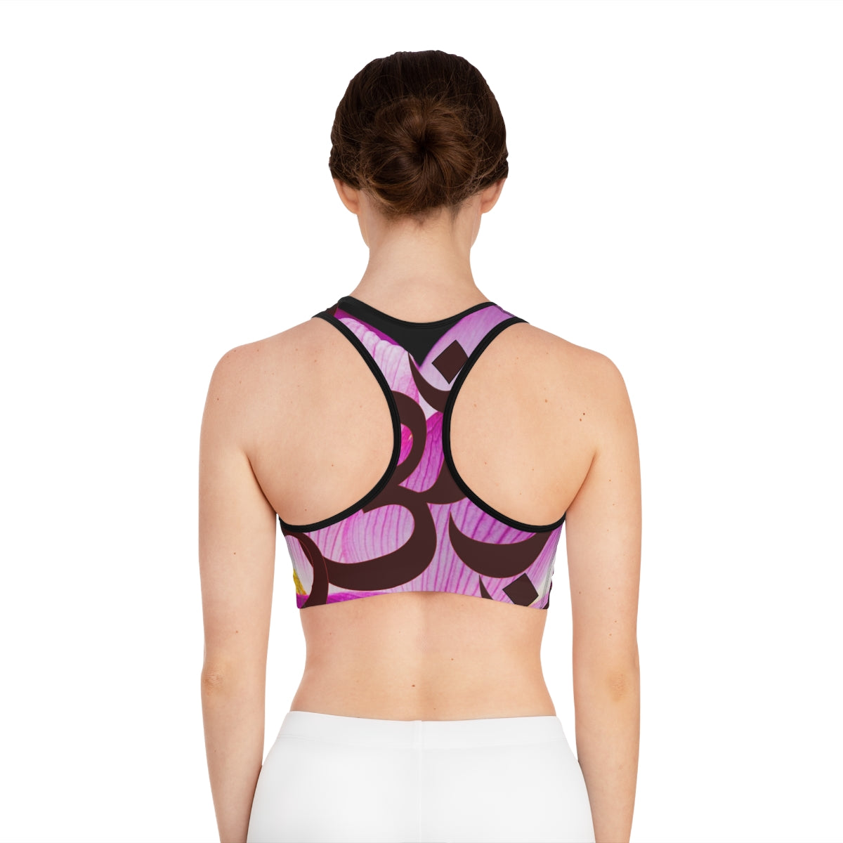 Sports Workout Fitness Cute Bra Top (AOP), Allover Print Abstract Crop Top Streetwear