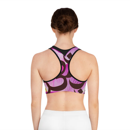 Sports Workout Fitness Cute Bra Top (AOP), Allover Print Abstract Crop Top Streetwear