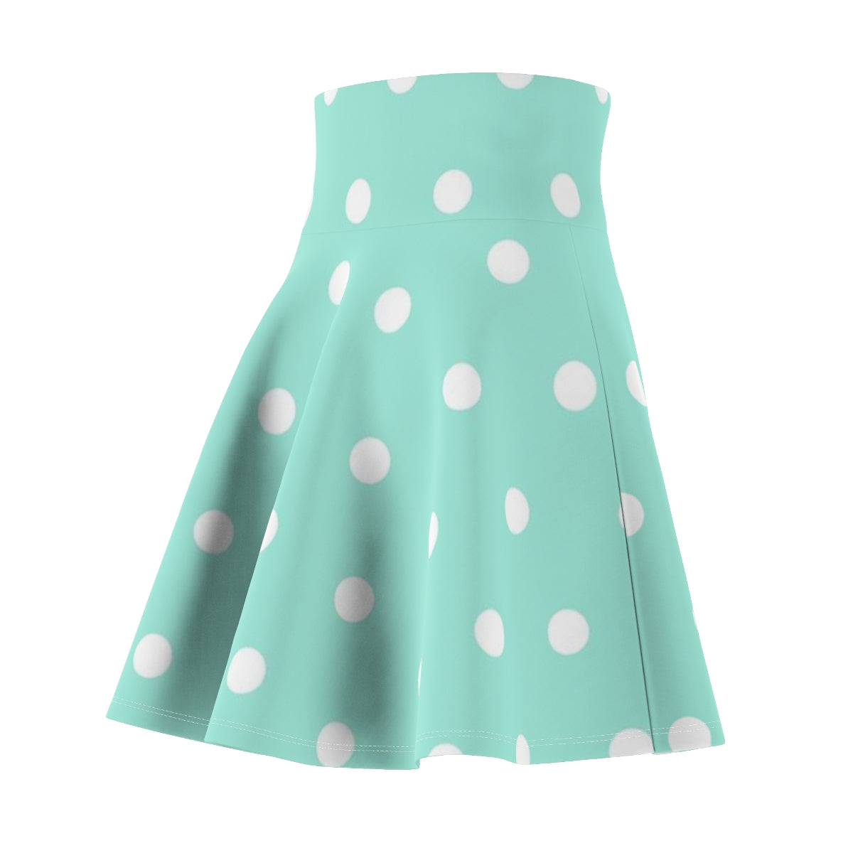 Women's Skater Skirt Green Polka Dot Print, Cute High Waist Skirt, Full Circle A Line Skirt