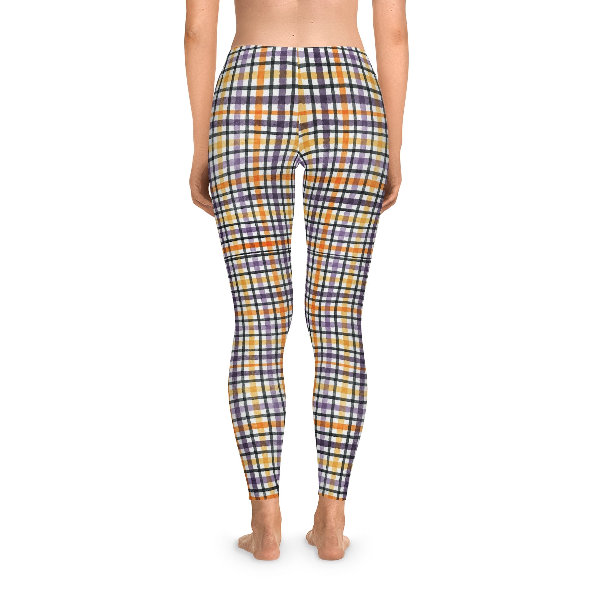 Ladies Trendy Plaid Check Stretchy Leggings Yoga Gym Streetwear