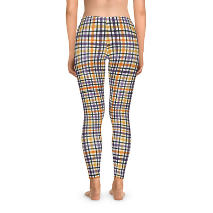 Ladies Trendy Plaid Check Stretchy Leggings Yoga Gym Streetwear