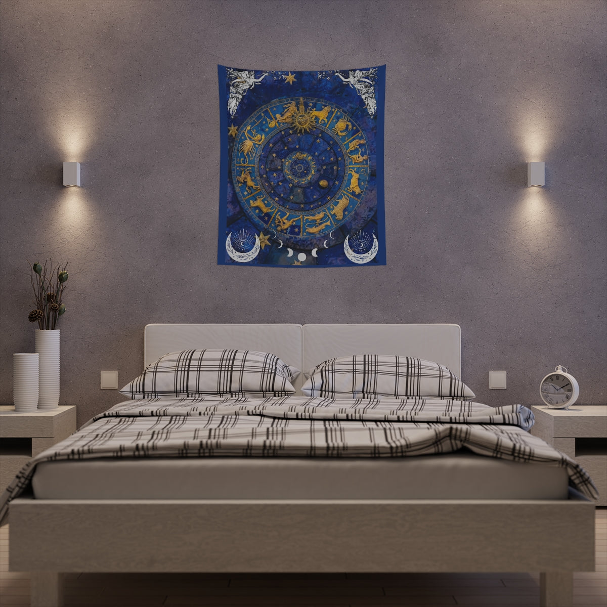 Celestial Wall Art, Moon  Zodiac Tapestry Aesthetic, Boho Cute Tapestry, Wall Hanging