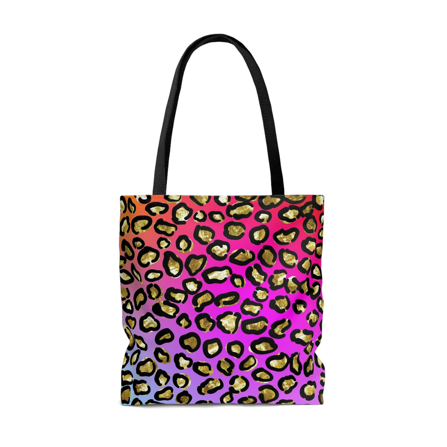 Leopard Print Canvas Tote Bag, Cute Rainbow Leopard, Summer Weekend, Beach, Large Tote Bag