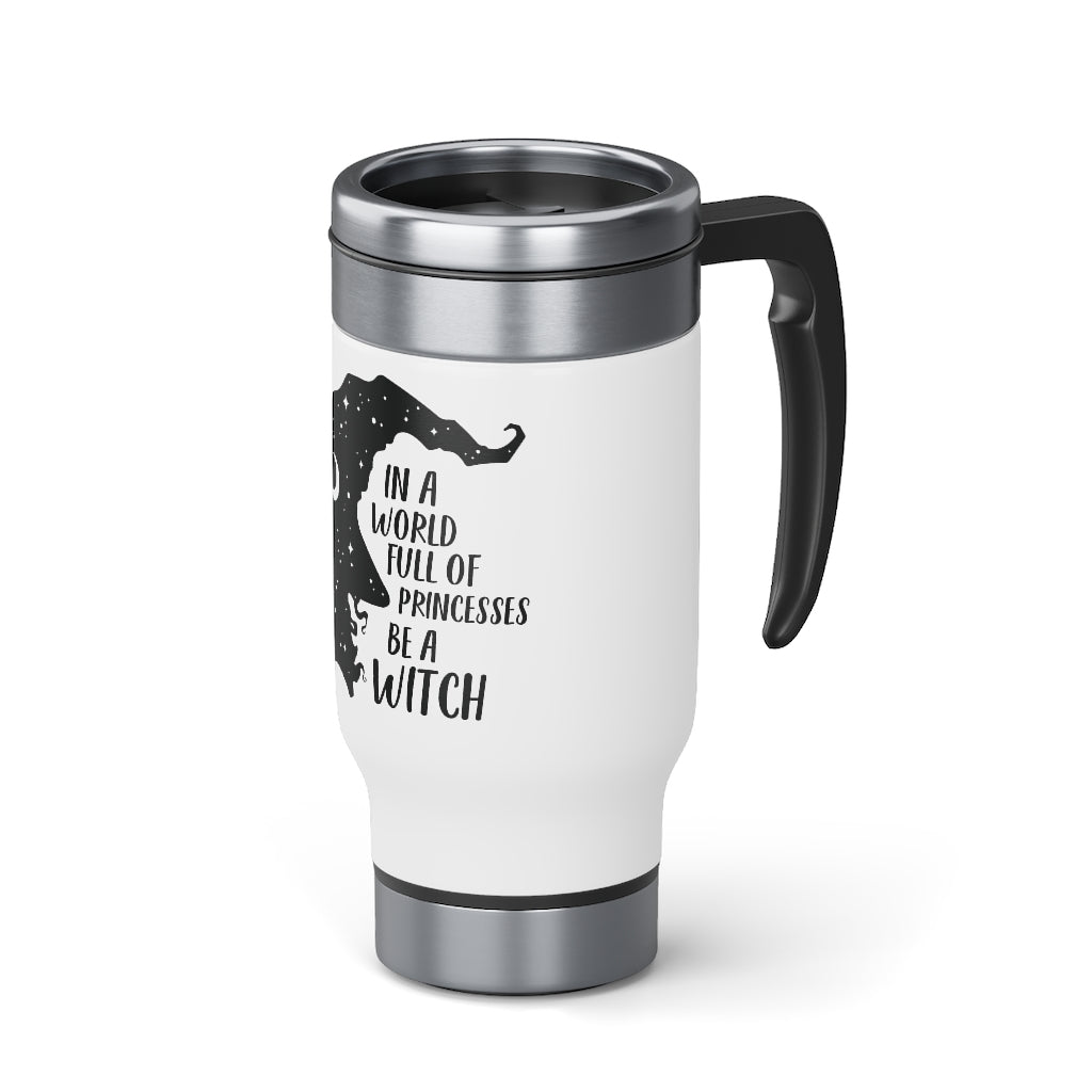 Funny Witch Travel Mug with Handle, Witchy Halloween Tumbler  Cup, Goth, Sublimation Stainless Steel Thermal Mug