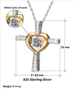 Wife Gift Sterling Silver Cross Necklace Jewelry Anniversary Birthday Gift