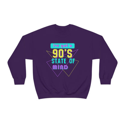 90's State of Mind Crewneck Sweatshirt, Y2k Streetwear Unisex Pop Culture Shirt,