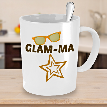 Glam Ma- Novelty Coffee Mug Gift Custom Ceramic Tea Cup For Grandma Nana Cool