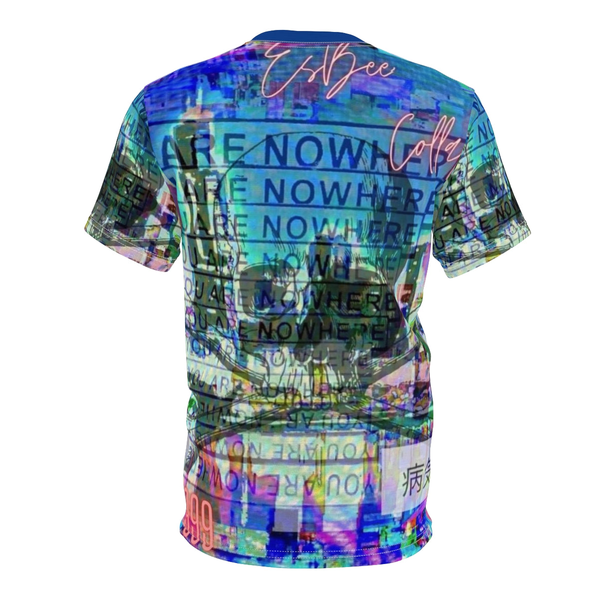 Blue Abstract Graphic Tee Men Women, Cool All Over Print Streetwear