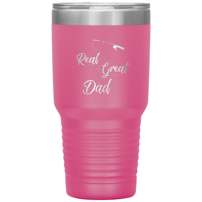 Fishing Tumbler Cup for Dad, Real Great Dad Tumbler Gift for Papa Dad Daddy Grandpa Father's Day Gift