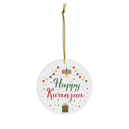 Happy Kwanzaa Tree Ornament, African American Holiday Decor, Cute Ceramic Ornament,