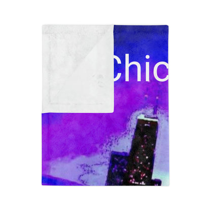 Chicago Skyline Throw Blanket Soft Fleece Cozy Warm Plush Velveteen Minky Blanket
