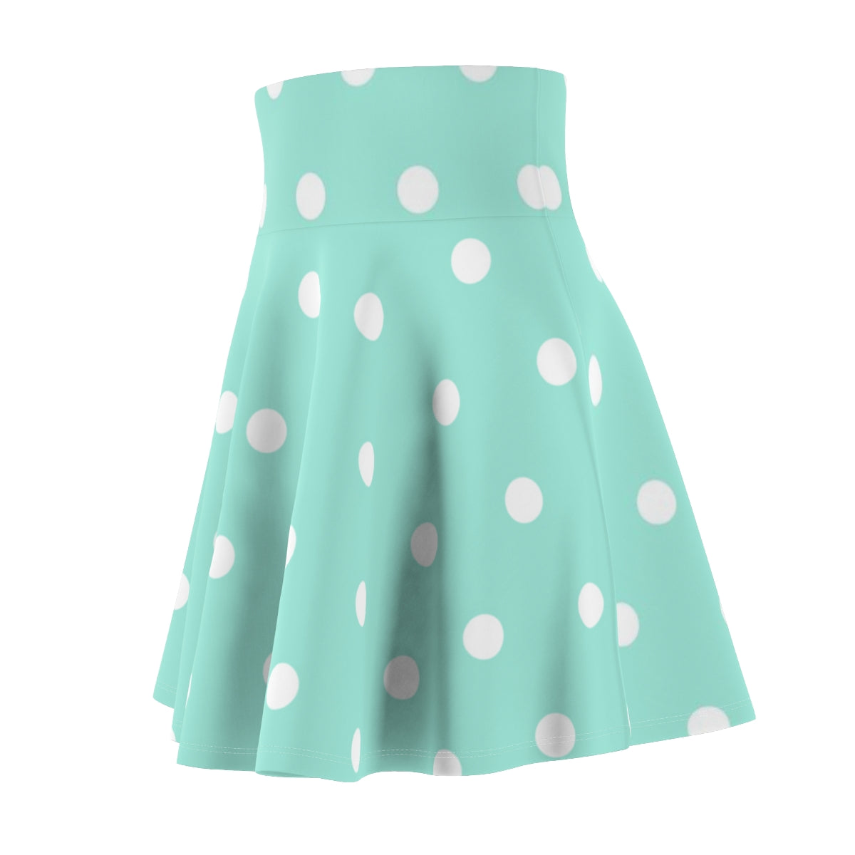 Women's Skater Skirt Green Polka Dot Print, Cute High Waist Skirt, Full Circle A Line Skirt