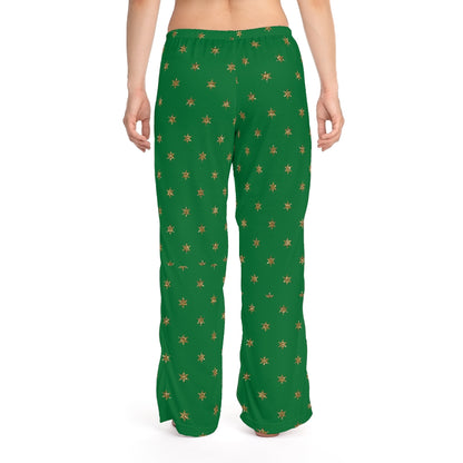 Women's Green Christmas Pajama Pants Loungewear, Cute Lounge Pants Holiday (AOP)