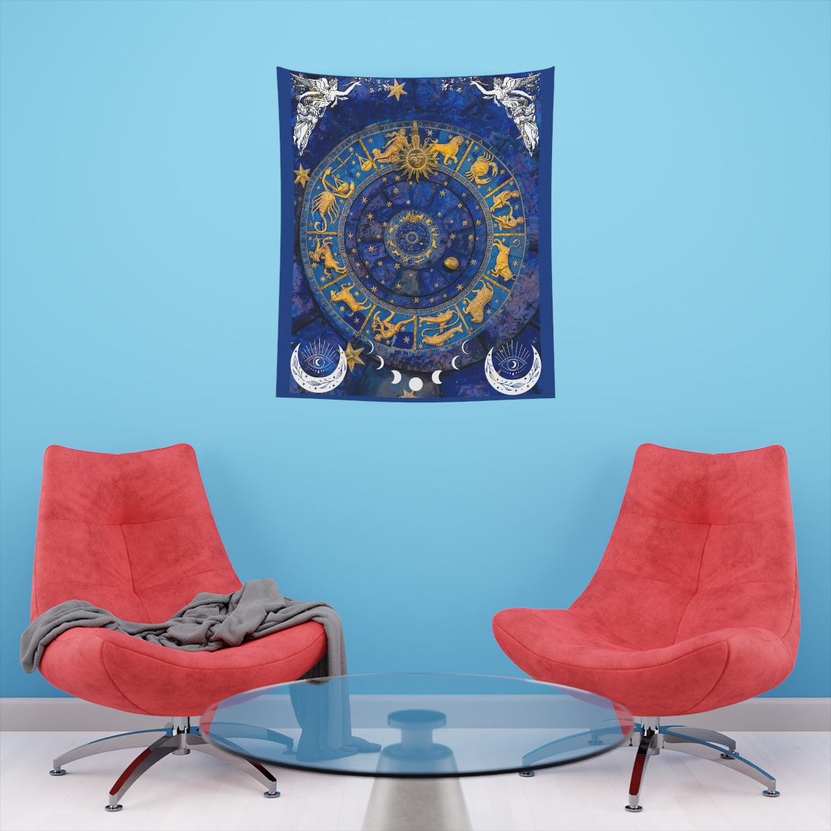 Tapestry Wall Hanging, Astrology Wall Tapestry Cool Wall Art, Wall Accents Blue