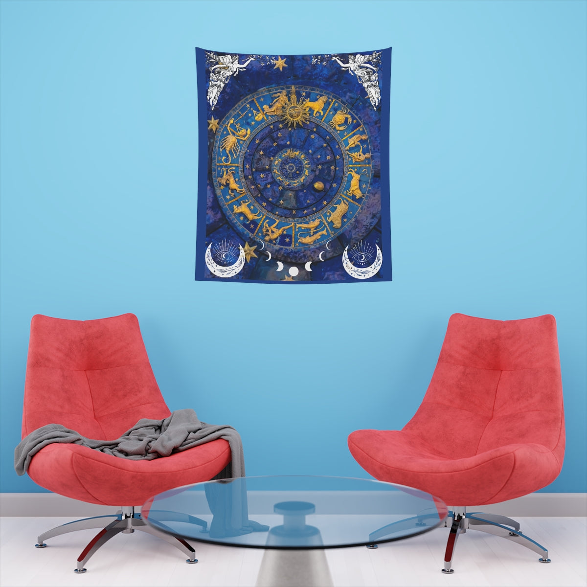 Celestial Wall Art, Moon  Zodiac Tapestry Aesthetic, Boho Cute Tapestry, Wall Hanging