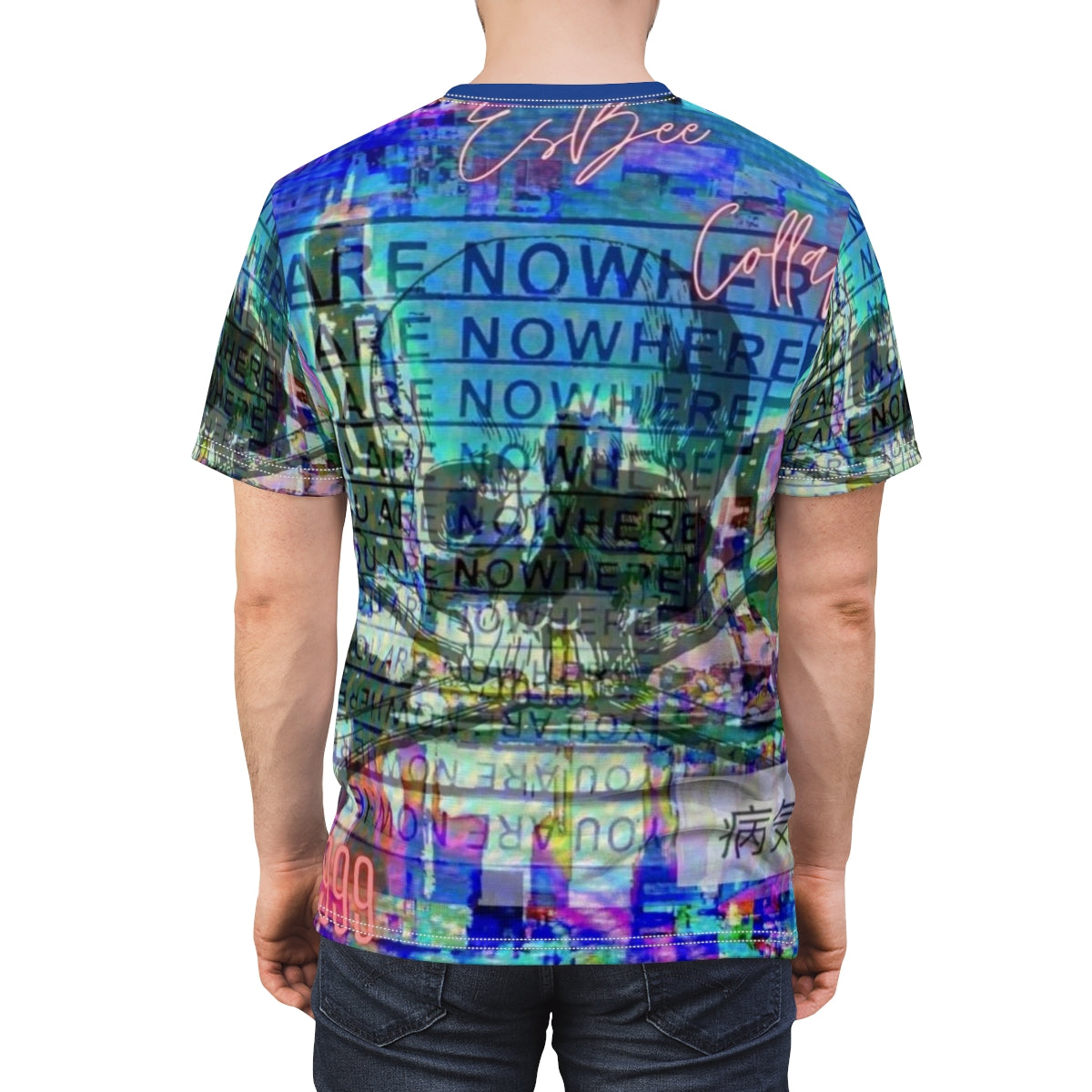 Blue Abstract Graphic Tee Men Women, Cool All Over Print Streetwear