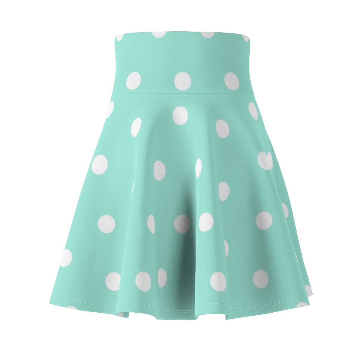 Women's Skater Skirt Green Polka Dot Print, Cute High Waist Skirt, Full Circle A Line Skirt