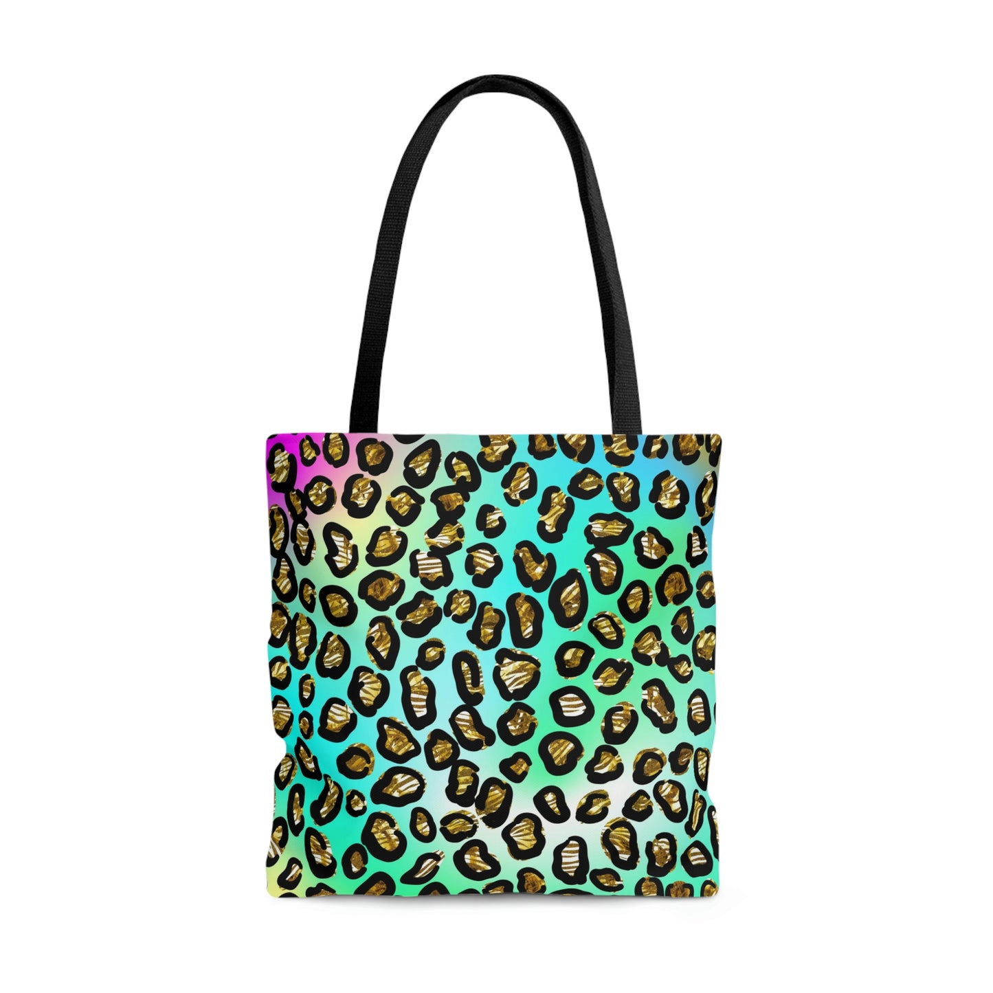 Leopard Print Canvas Tote Bag, Weekender Bag, Cute Beach, Leopard Rainbow,  Large Tote Bag
