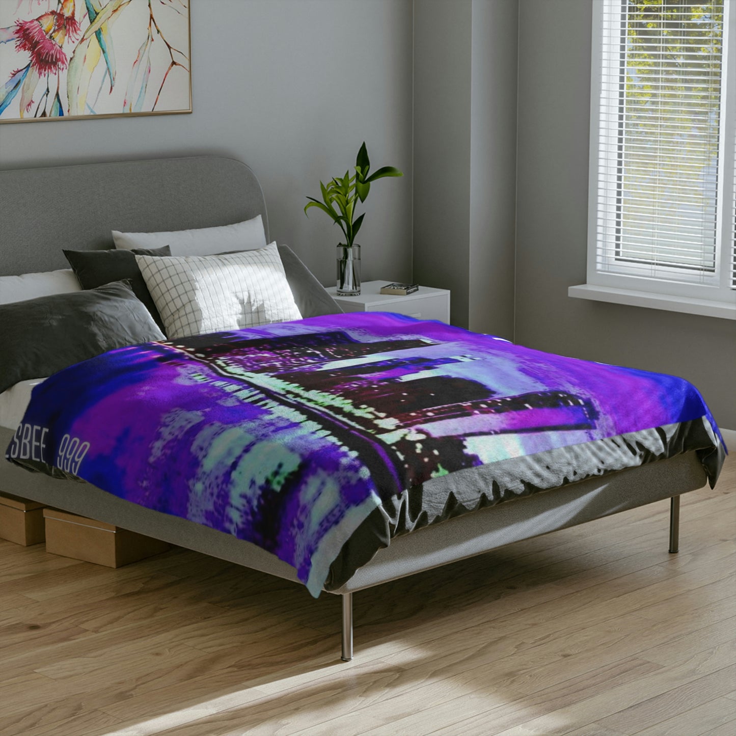Chicago Skyline Throw Blanket Soft Fleece Cozy Warm Plush Velveteen Minky Blanket