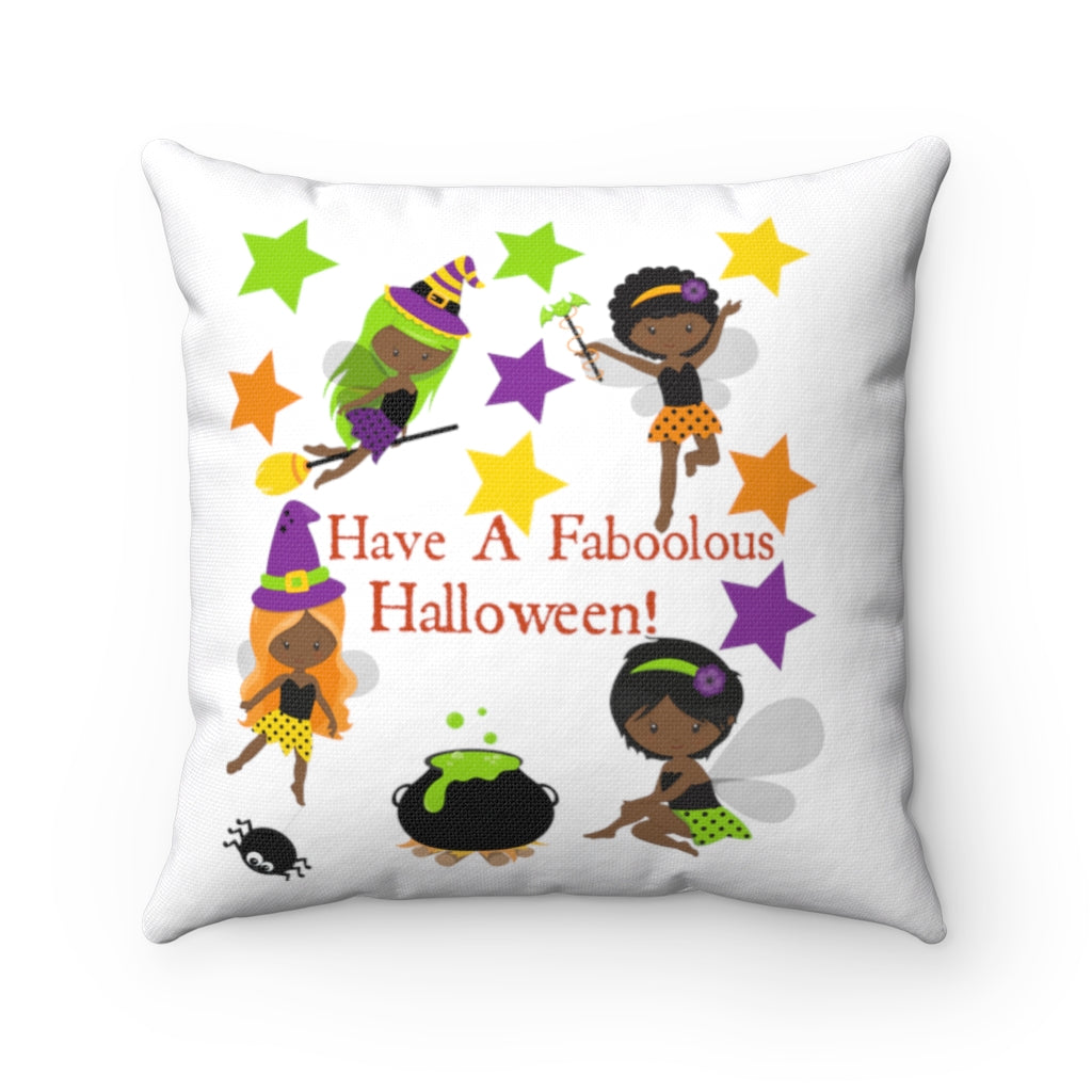 Halloween Pillow For Black Girls, Halloween Decor, Throw Pillow, Girls Bedding, Square Pillow