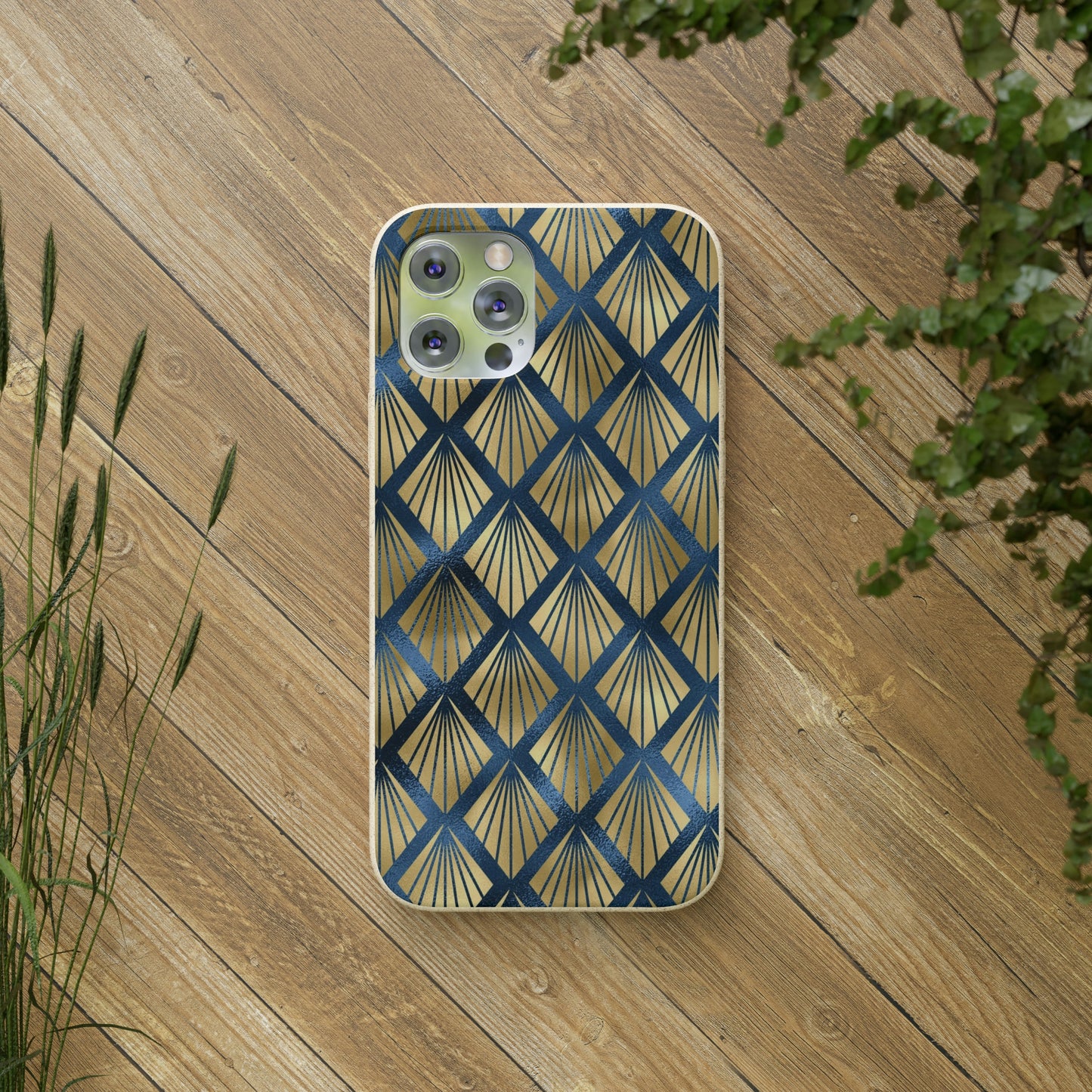 blue and gold eco-friendly phone case