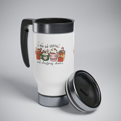 Stainless Steel Travel Mug with Handle, Coffee Sublimation Tumbler Travel Mug Thermos 14oz