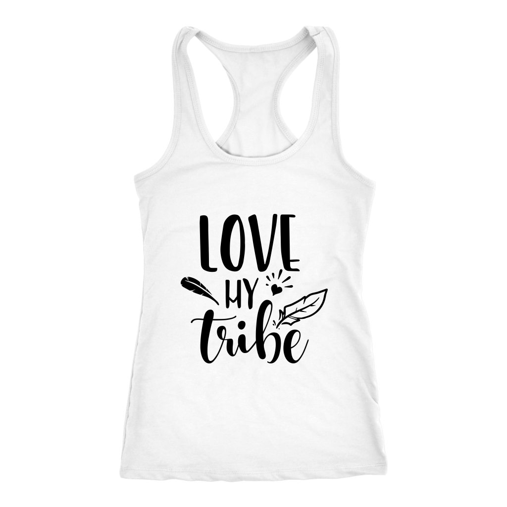 Love My Tribe unisex-shirt-dads-moms-sports-family racer back tank-summer top.