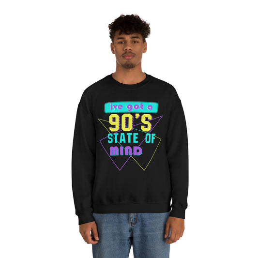 90's State of Mind Crewneck Sweatshirt, Y2k Streetwear Unisex Pop Culture Shirt,