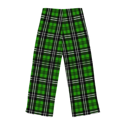 Women's Green Check Pajama Pants, Cute Lounge Pants Holiday Pajamas(AOP)
