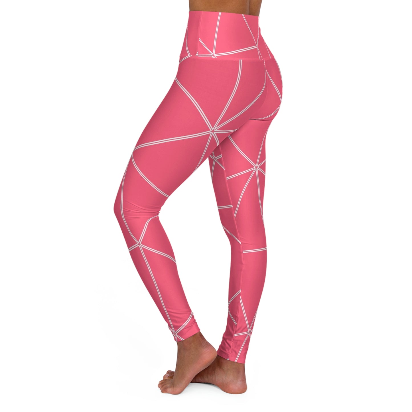 Women's Pink High Waisted Yoga Leggings,  Workout Sportswear Plus Size Trendy Leggings