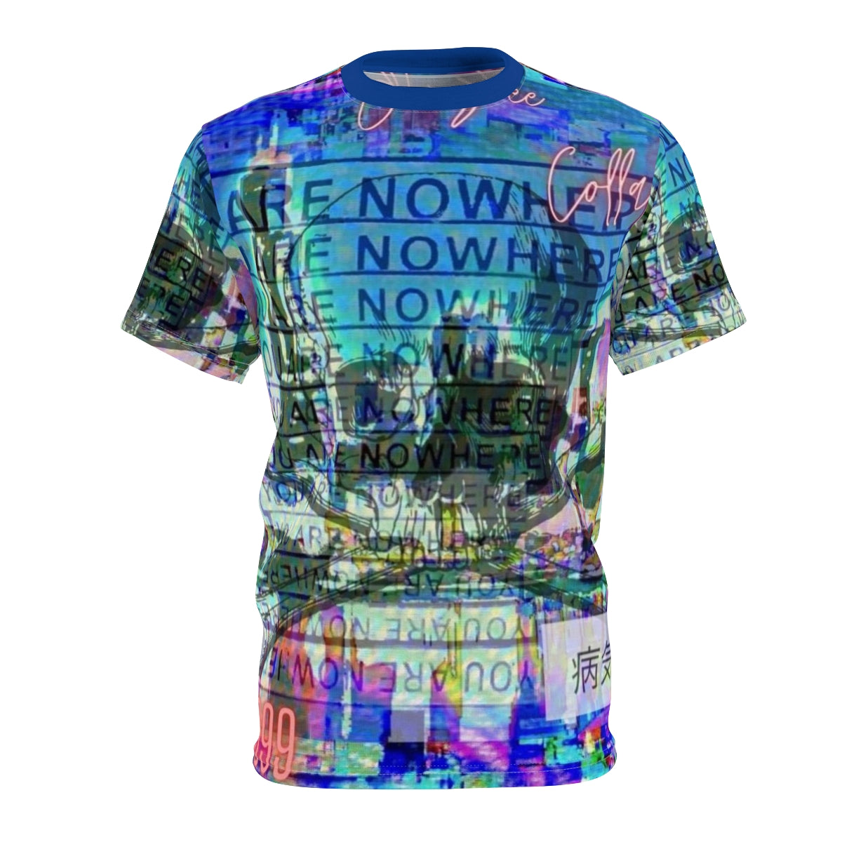 Blue Abstract Graphic Tee Men Women, Cool All Over Print Streetwear
