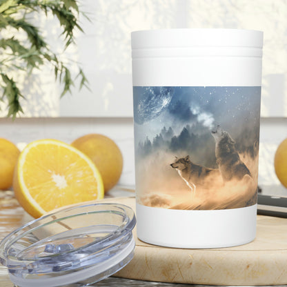 Wolf Howling Sublimation Vacuum Insulated Tumbler, 11oz Tumbler Cup