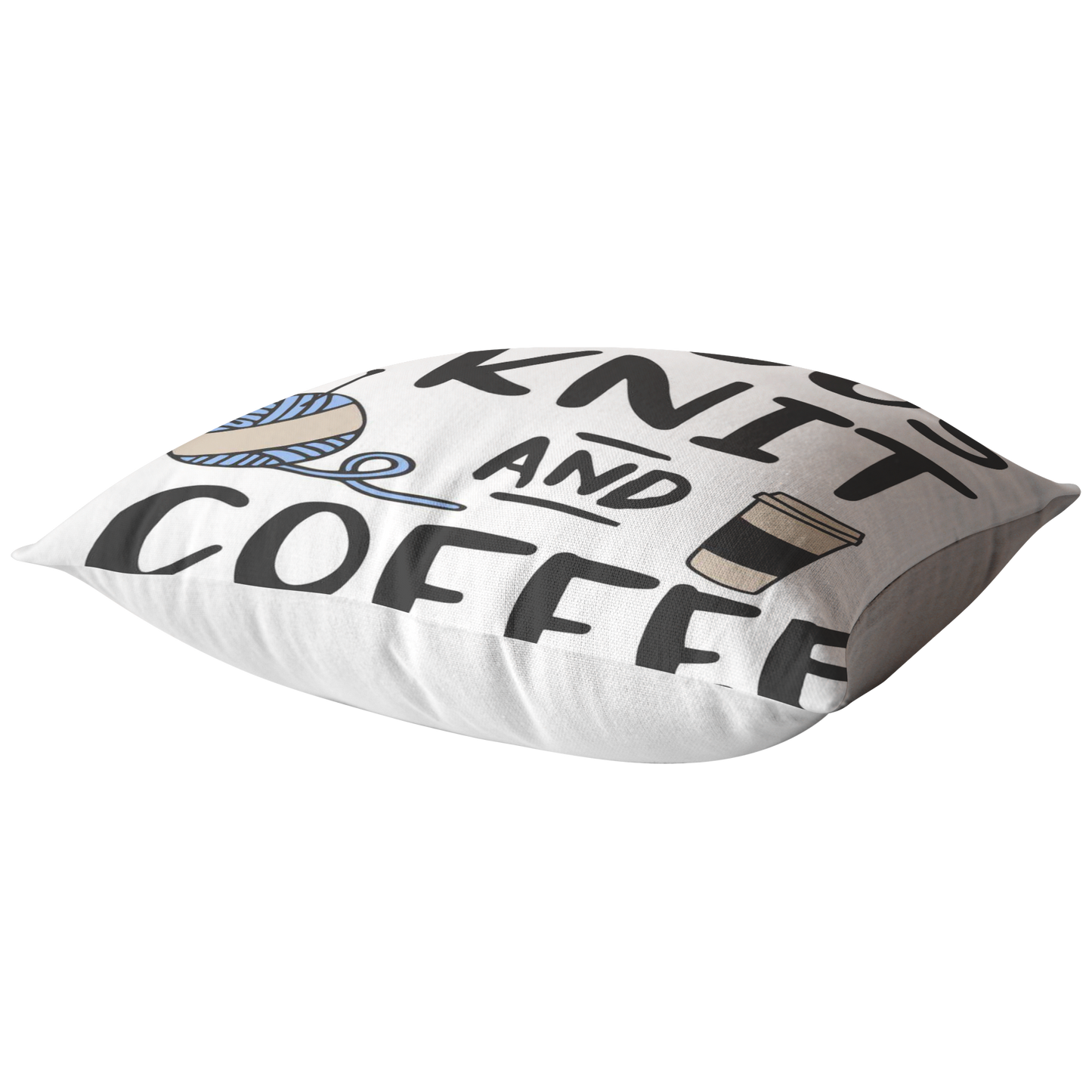 Dogs Knit and Coffee Throw Pillow Dog Lovers Owners Gift Knitters Pillow Custom Throw Pillow